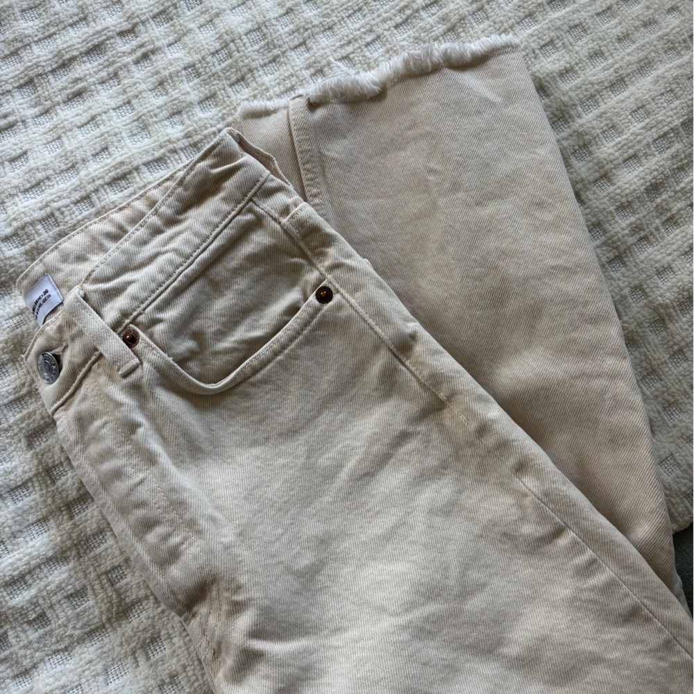 Zara cream Wide-Leg Jeans
